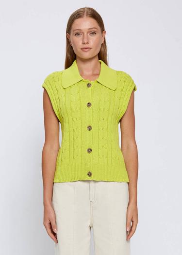  Knitss Organik Pamuk Düğme Kapamalı Yeşil Triko