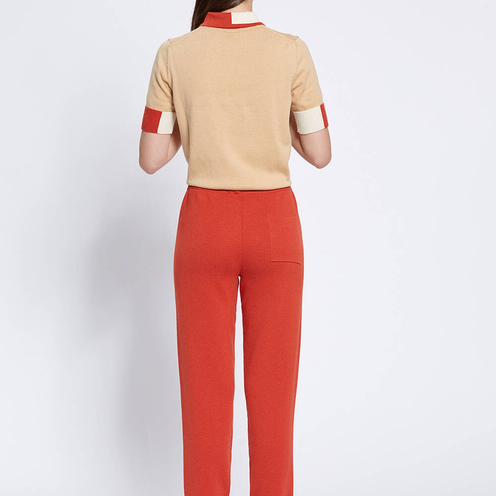 Knitss Merino Yün Karışımlı Turuncu Triko Pantolon