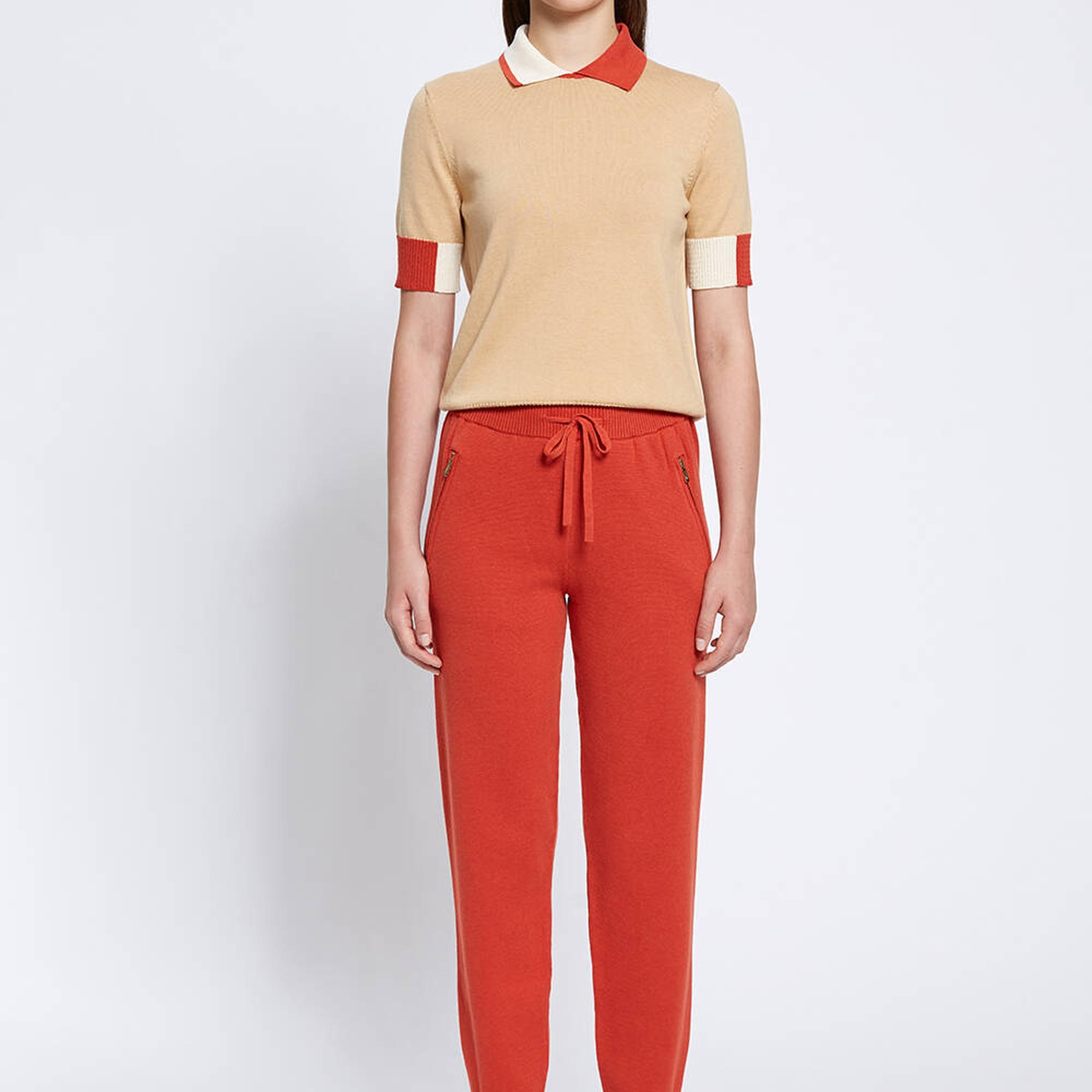 Knitss Merino Yün Karışımlı Turuncu Triko Pantolon