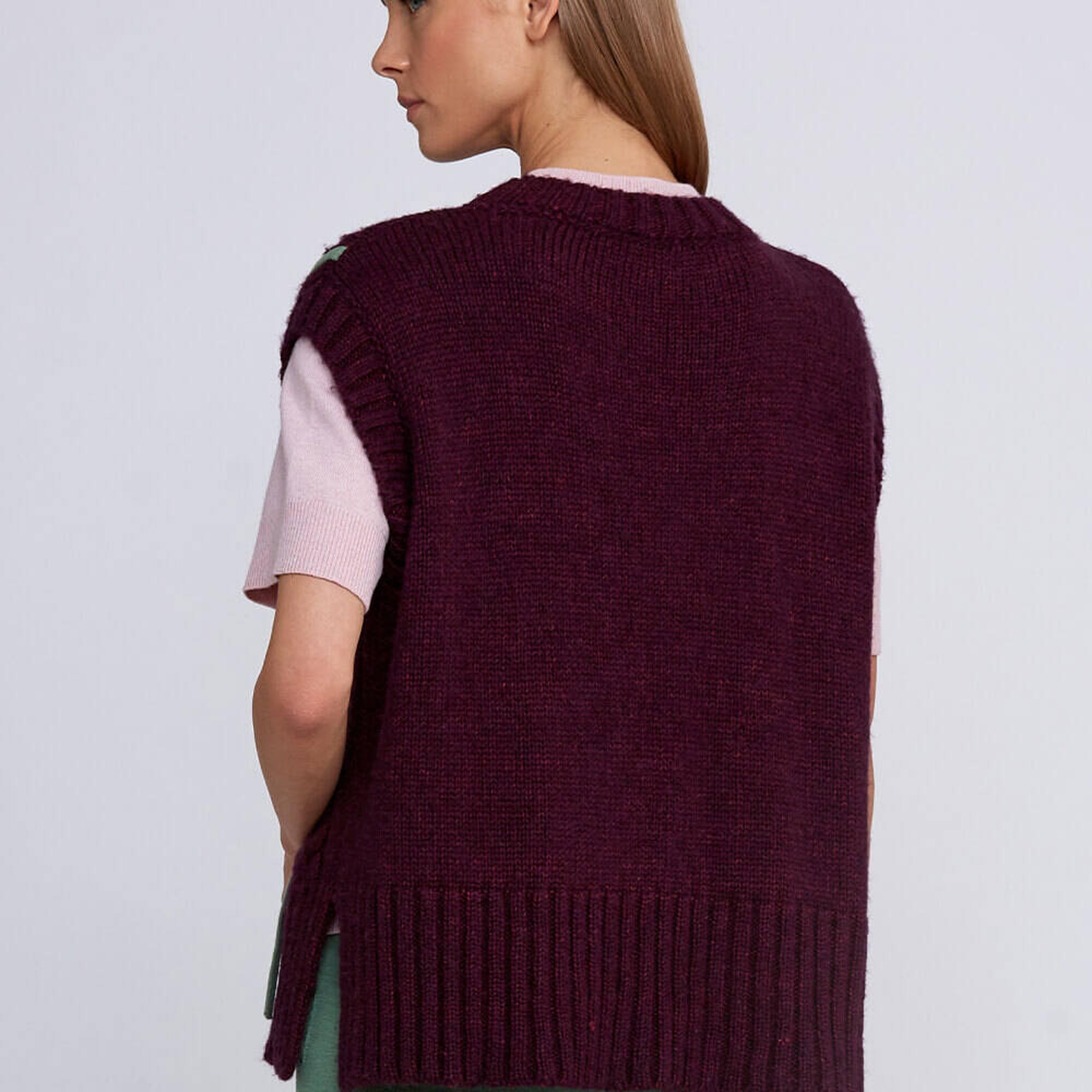 Knitss Yün Karışımlı Şerit Detaylı Bordo Triko Üst