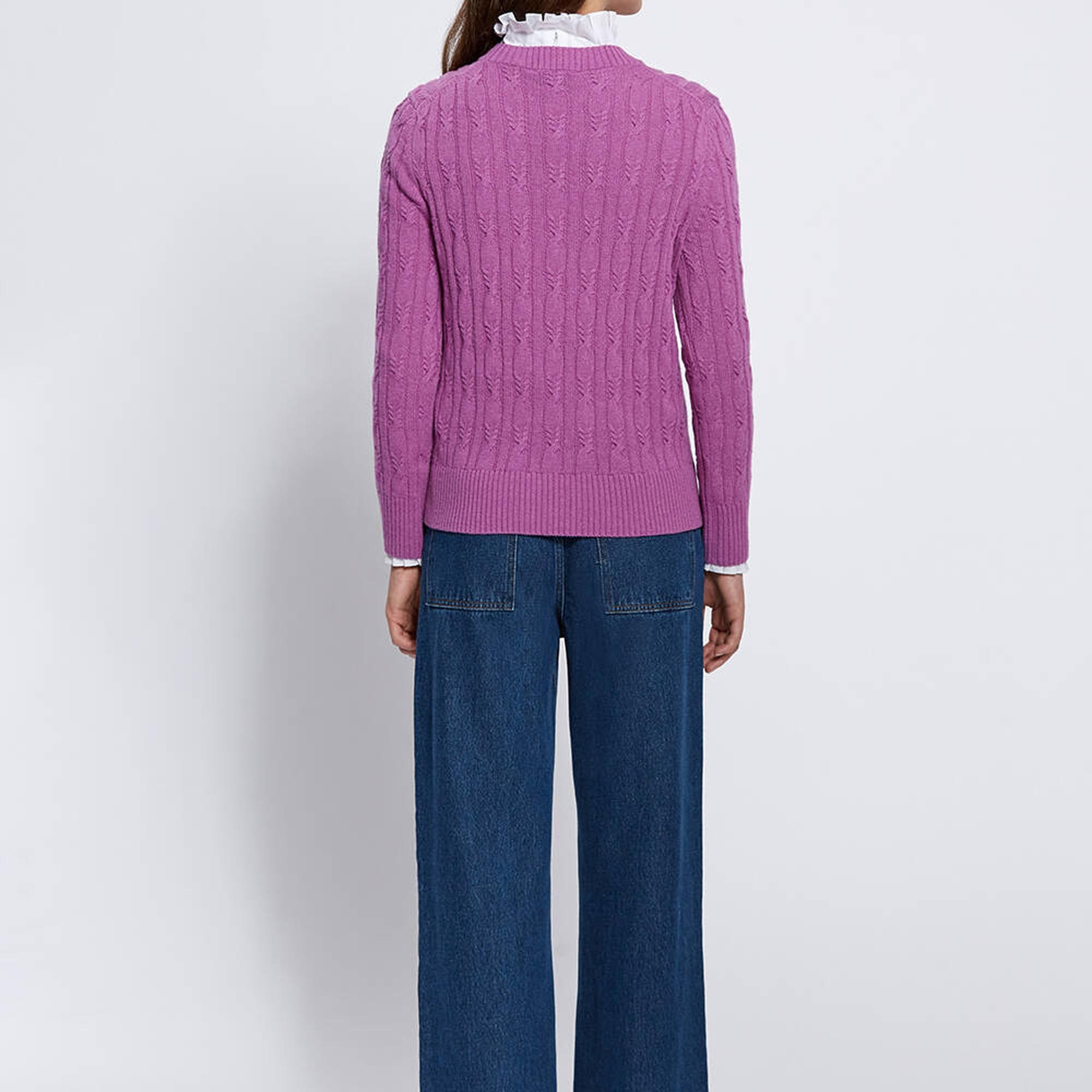 Knitss Kaşmir Karışımlı Saç Örgü Leylak Rengi Triko