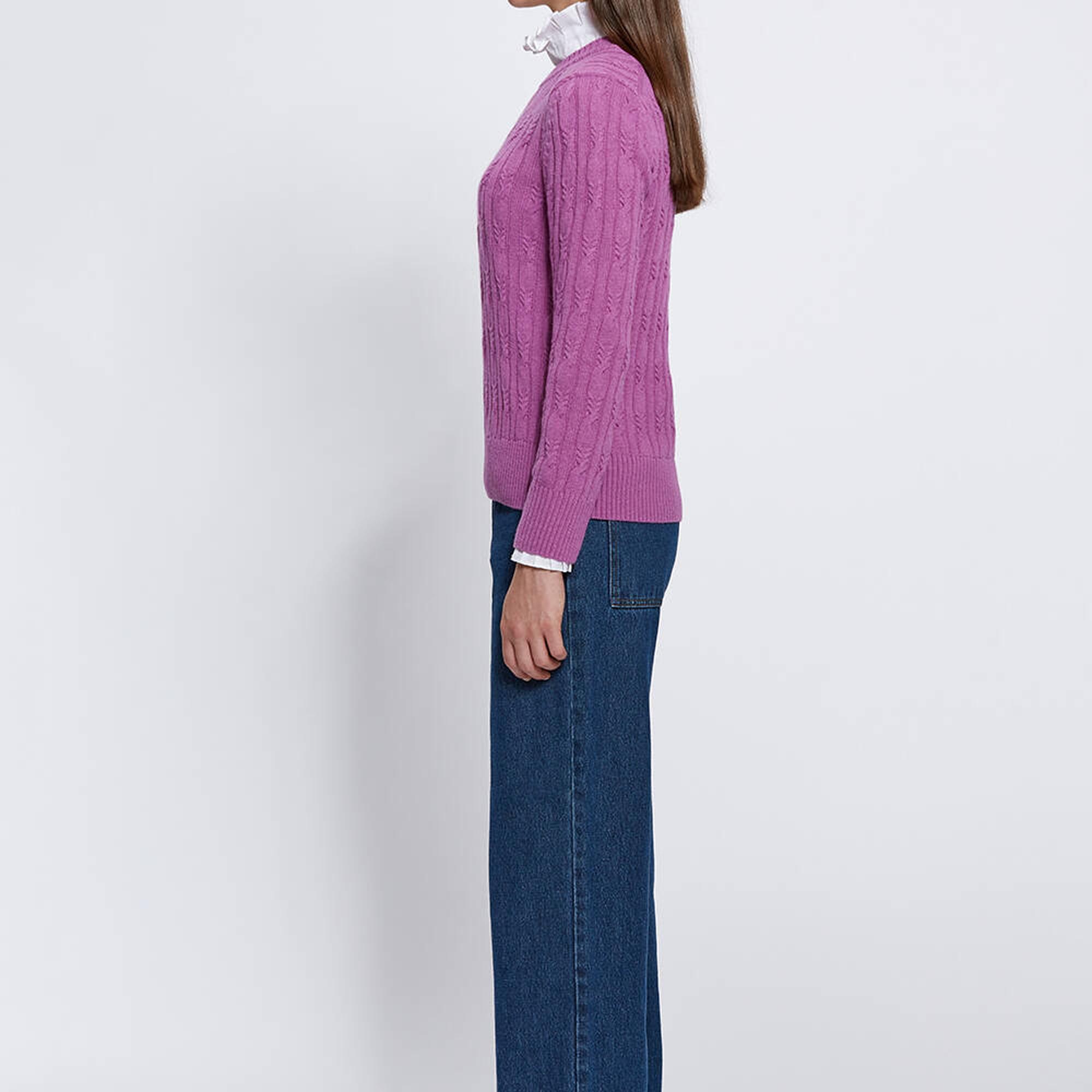 Knitss Kaşmir Karışımlı Saç Örgü Leylak Rengi Triko