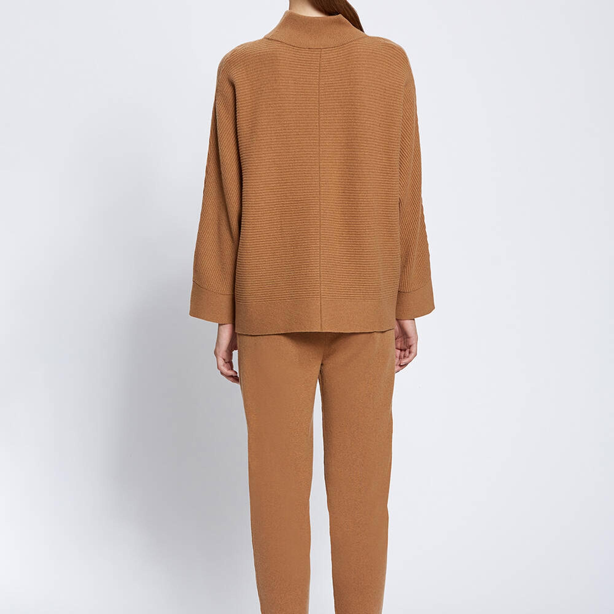 Knitss Oversıze Dik Yaka Camel Kaşmir Triko