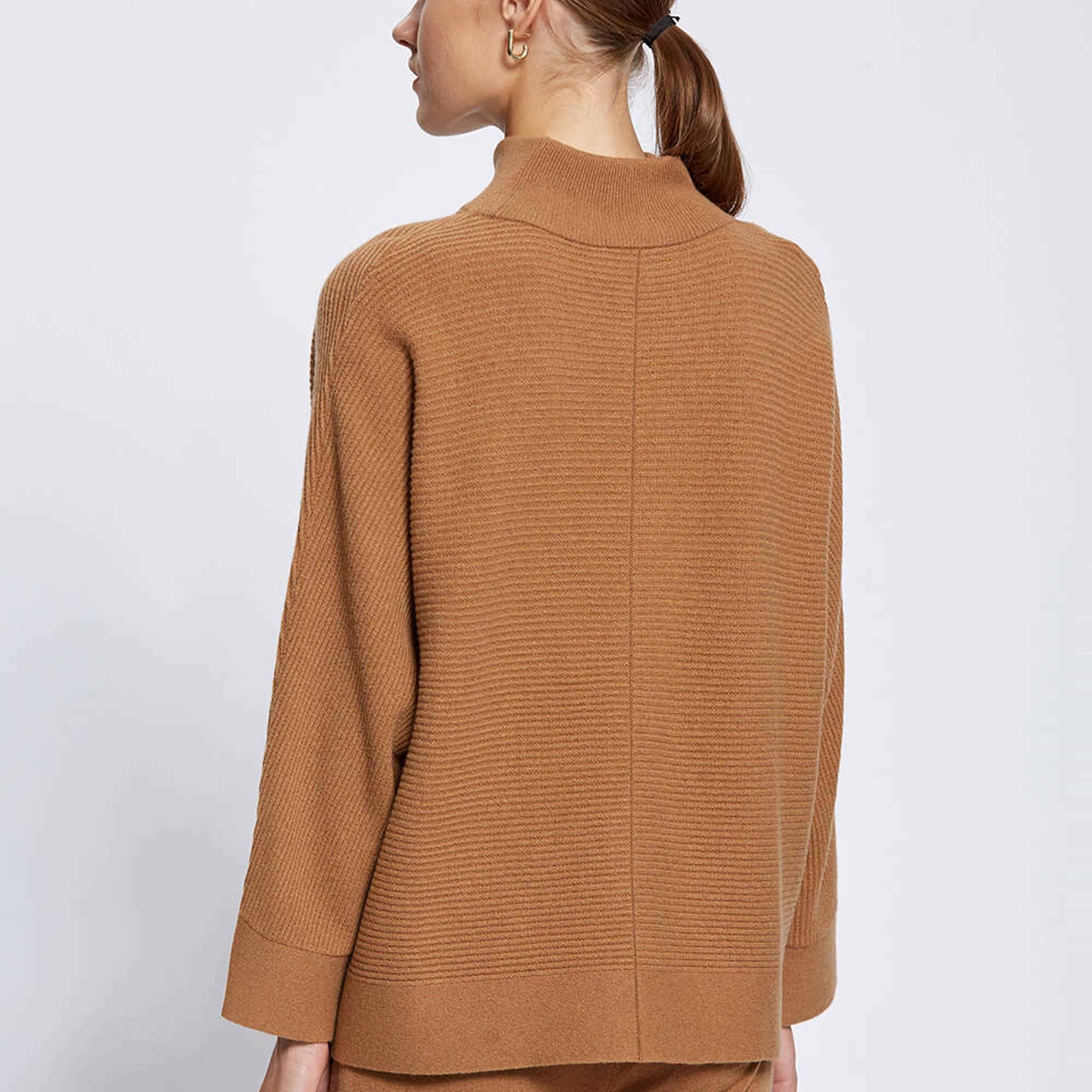 Knitss Oversıze Dik Yaka Camel Kaşmir Triko