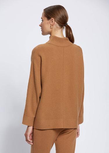  Knitss Oversıze Dik Yaka Camel Kaşmir Triko