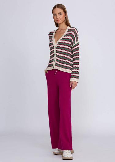  Knitss Organik Pamuk Karışımlı Yeşil  Ekru Triko Hırka