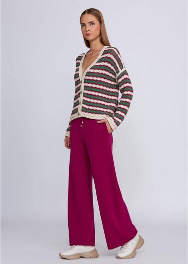  Knitss Organik Pamuk Karışımlı Yeşil  Ekru Triko Hırka