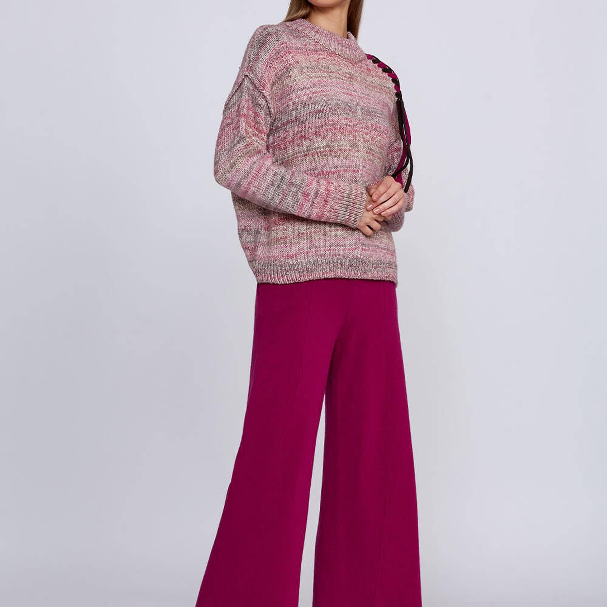 Knitss Organik Pamuk Yün Karışımlı Pembe Triko