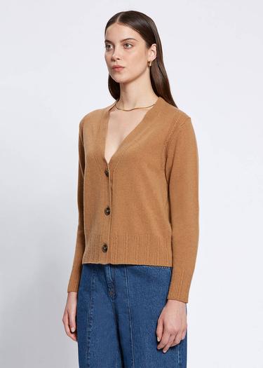  Knitss Saç Örgü Detaylı Camel Kaşmir Triko Hırka