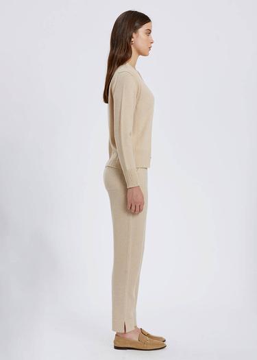  Knitss Saç Örgü Detaylı Krem Rengi Kaşmir Triko Hırka