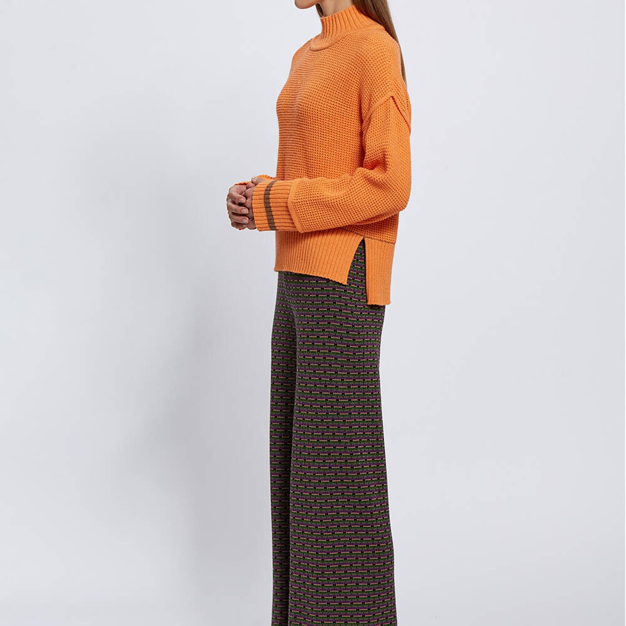 Knitss Oversıze Crop Turuncu Triko