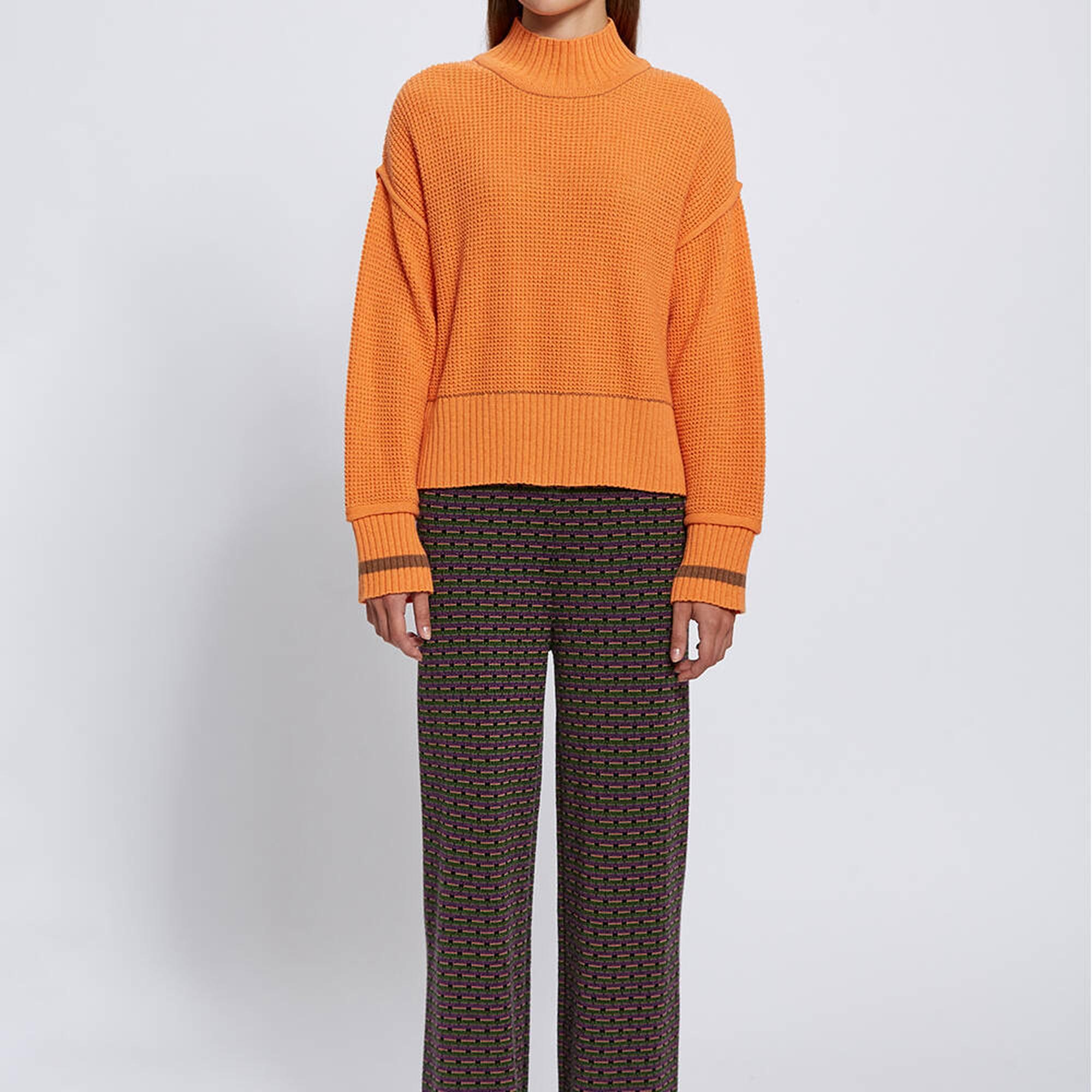 Knitss Oversıze Crop Turuncu Triko