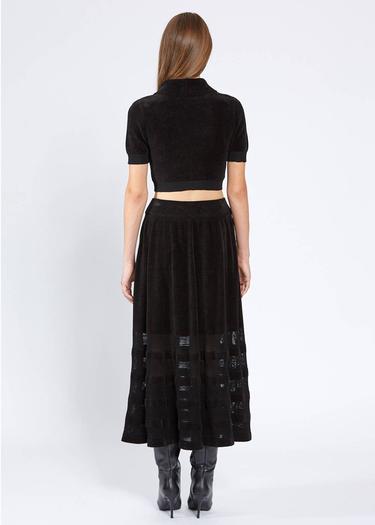  Knitss Taşlı Düğmeli Siyah Crop Triko Üst