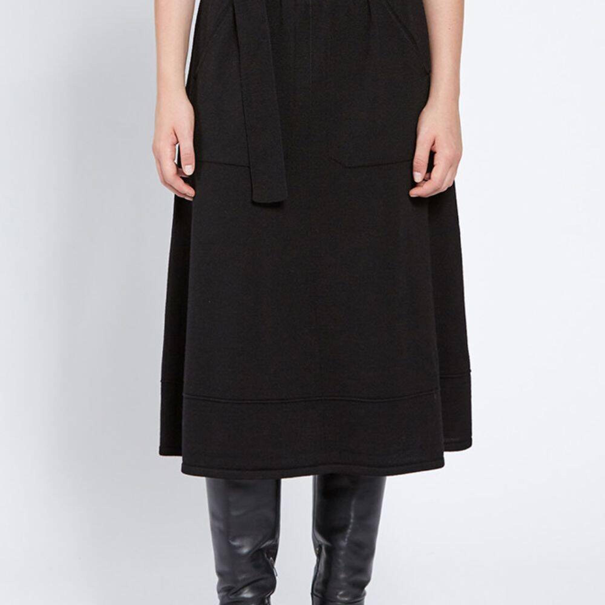 Knitss Kemer Detaylı Merino Yün Siyah Triko Etek