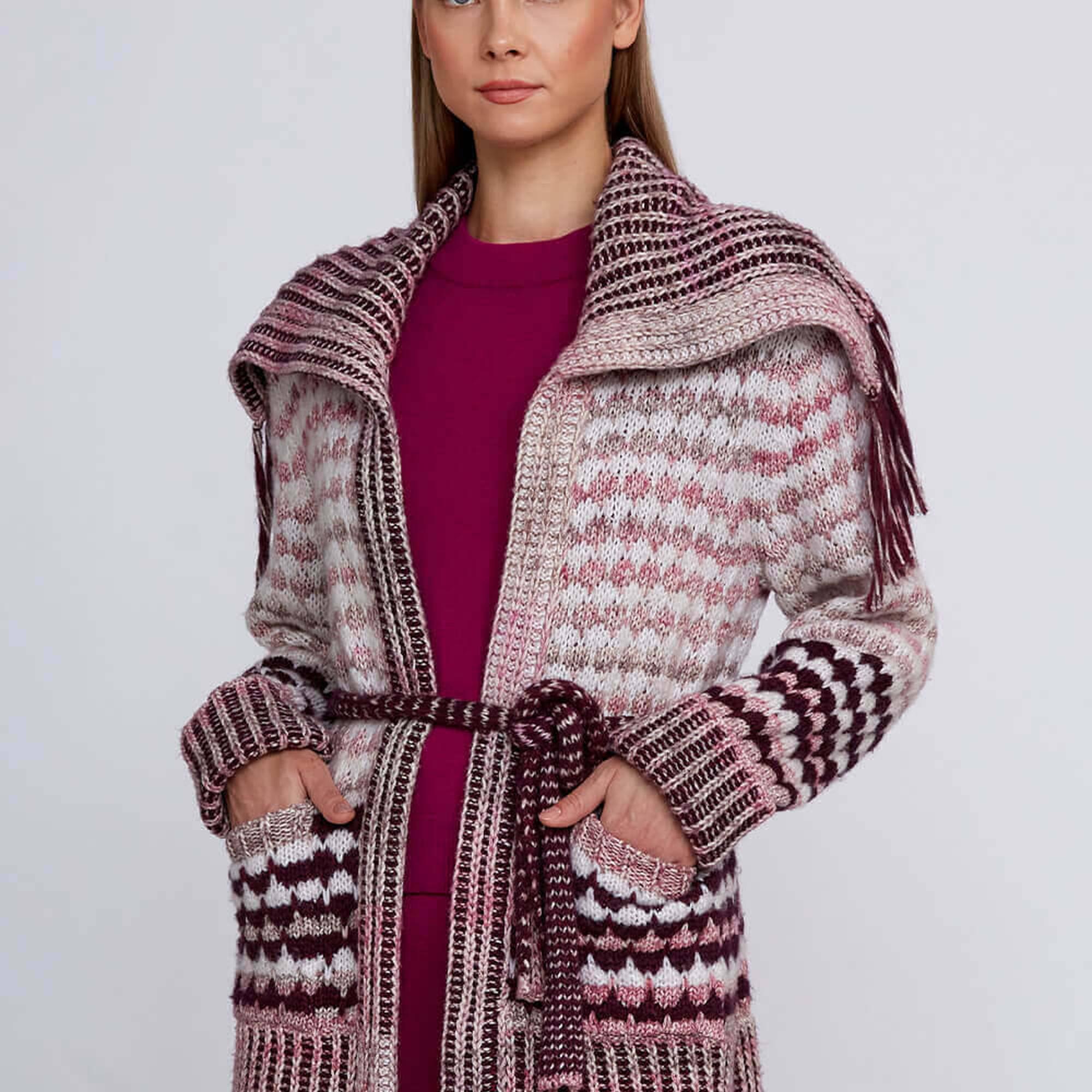 Knitss Organik Pamuk Yün Karışımlı Pembe Triko Hırka