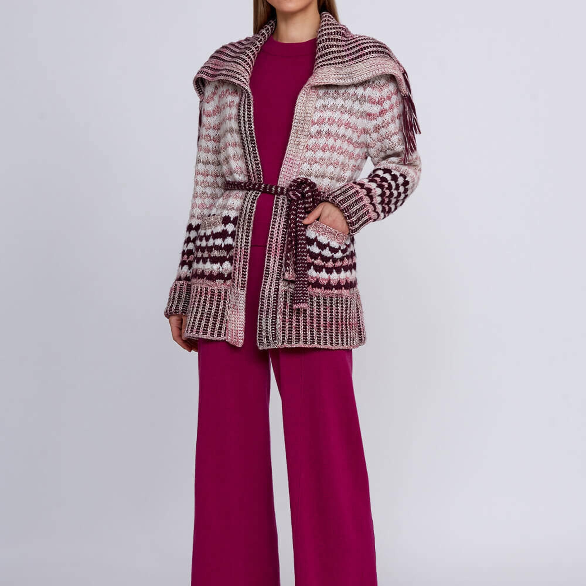 Knitss Organik Pamuk Yün Karışımlı Pembe Triko Hırka