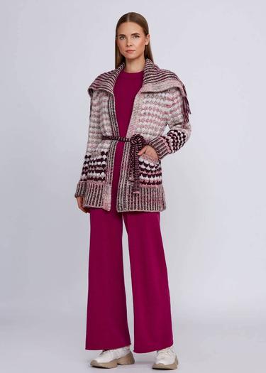  Knitss Organik Pamuk Yün Karışımlı Pembe Triko Hırka