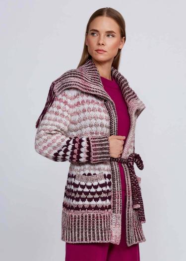  Knitss Organik Pamuk Yün Karışımlı Pembe Triko Hırka