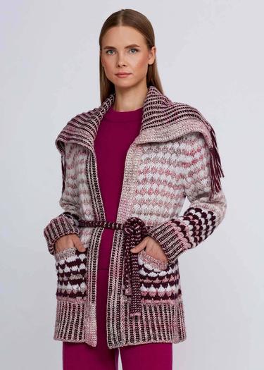  Knitss Organik Pamuk Yün Karışımlı Pembe Triko Hırka