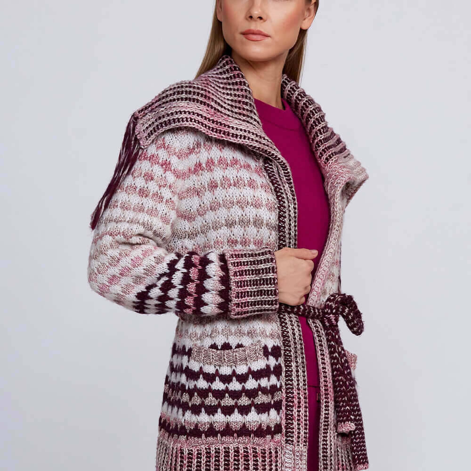 Knitss Organik Pamuk Yün Karışımlı Pembe Triko Hırka