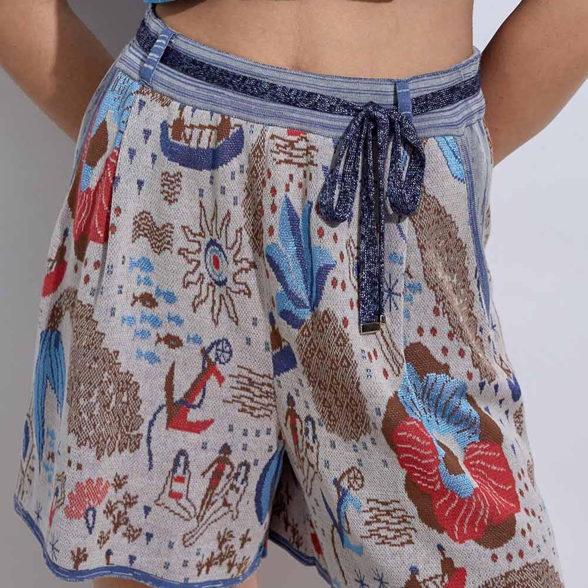 Knitss Summer Desen Triko Şort