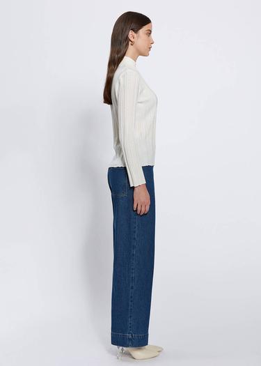  Knitss Uzun Kollu Balıkçı Yaka Merino Yün Ekru Triko