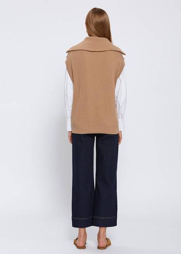  Knitss Oversıze Camel Triko Yelek
