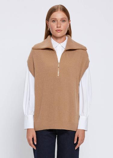  Knitss Oversıze Camel Triko Yelek