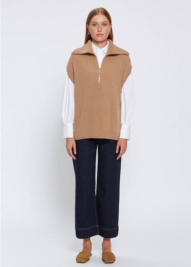  Knitss Oversıze Camel Triko Yelek