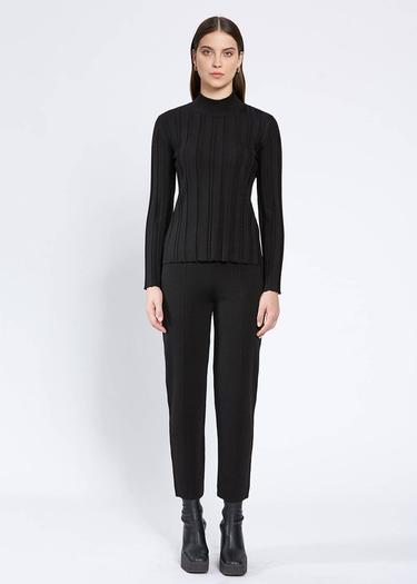  Knitss Uzun Kollu Balıkçı Yaka Merino Yün Siyah Triko