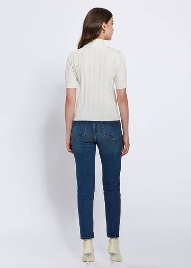  Knitss Kısa Kollu Balıkçı Yaka Merino Yün Ekru Triko Üst