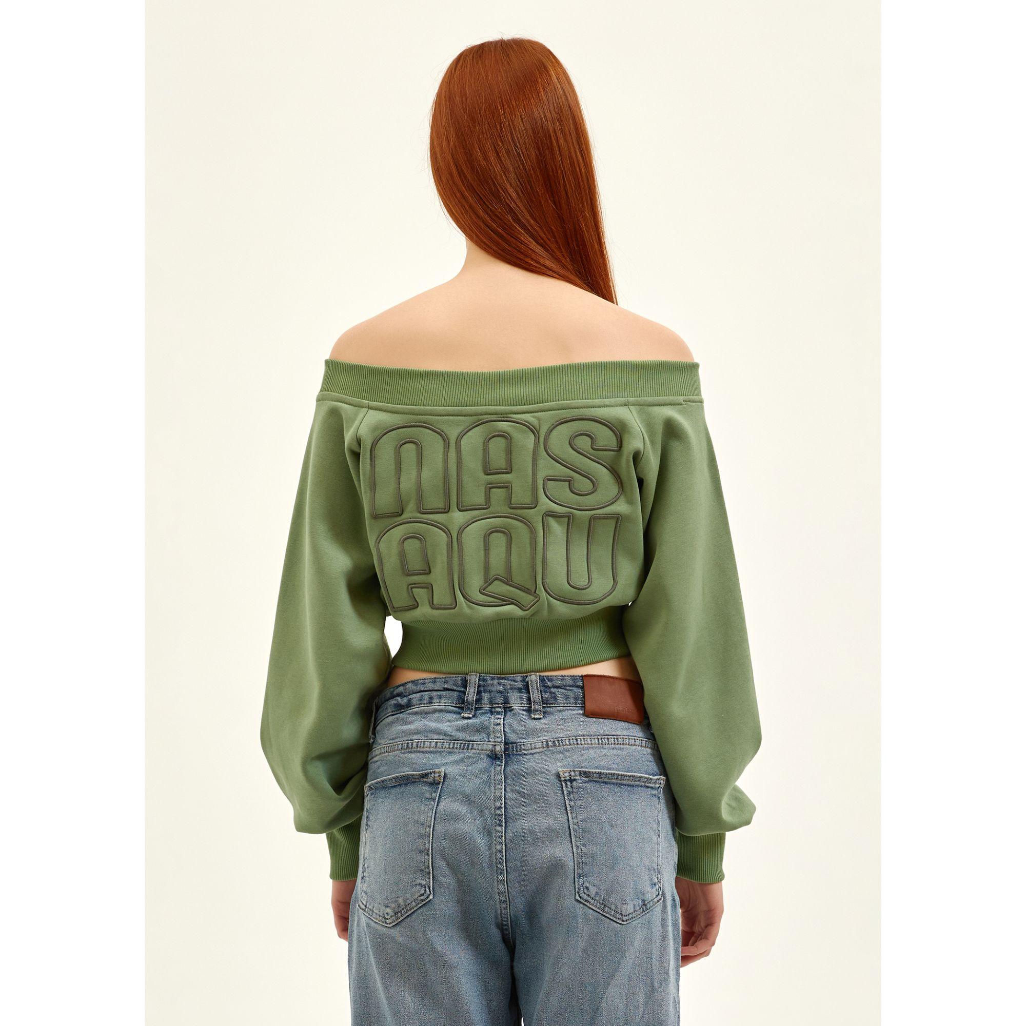 Nasaqu Kadın Skater Girl Çimen Yeşili Crop Top