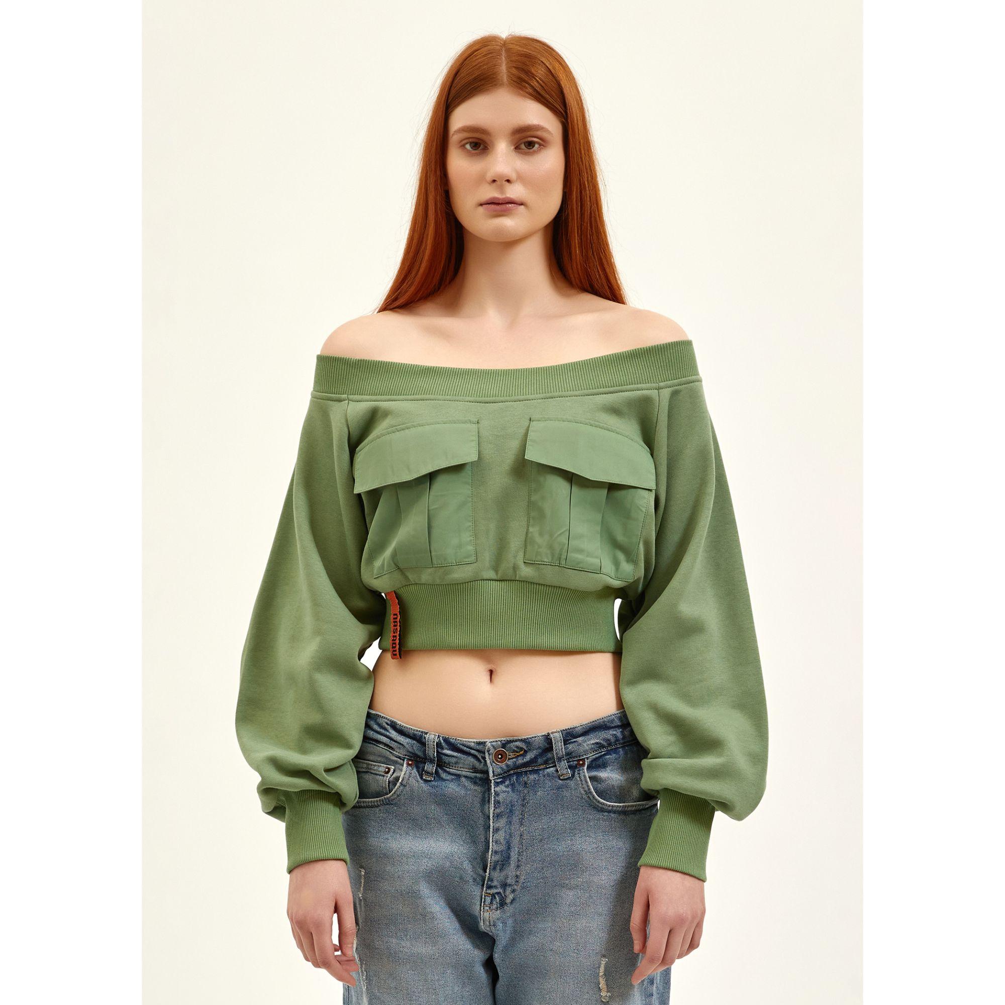 Nasaqu Kadın Skater Girl Çimen Yeşili Crop Top