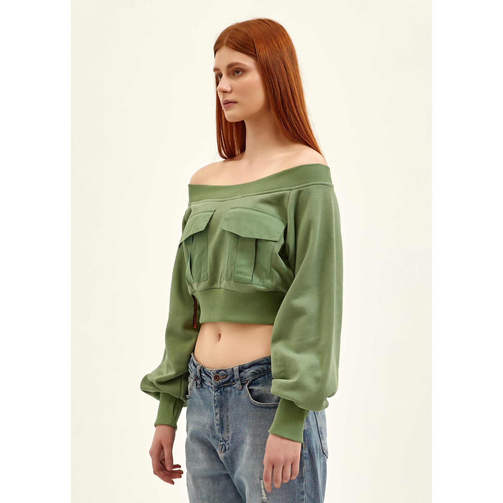 Nasaqu Kadın Skater Girl Çimen Yeşili Crop Top