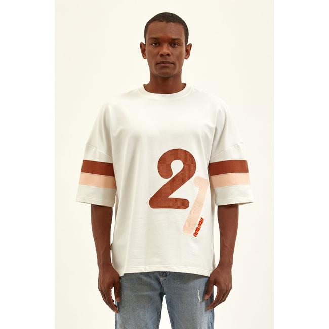  Nasaqu Erkek Subar Oversize Ekru T-Shirt