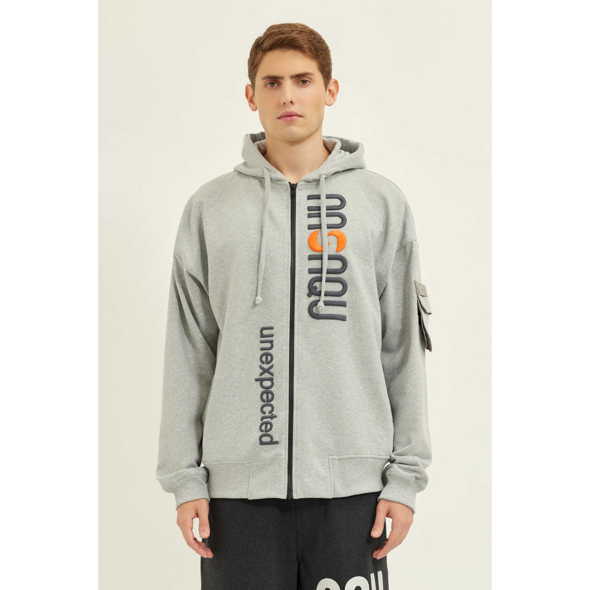  Nasaqu Erkek Bar Fermuarlı Gri Hoodie