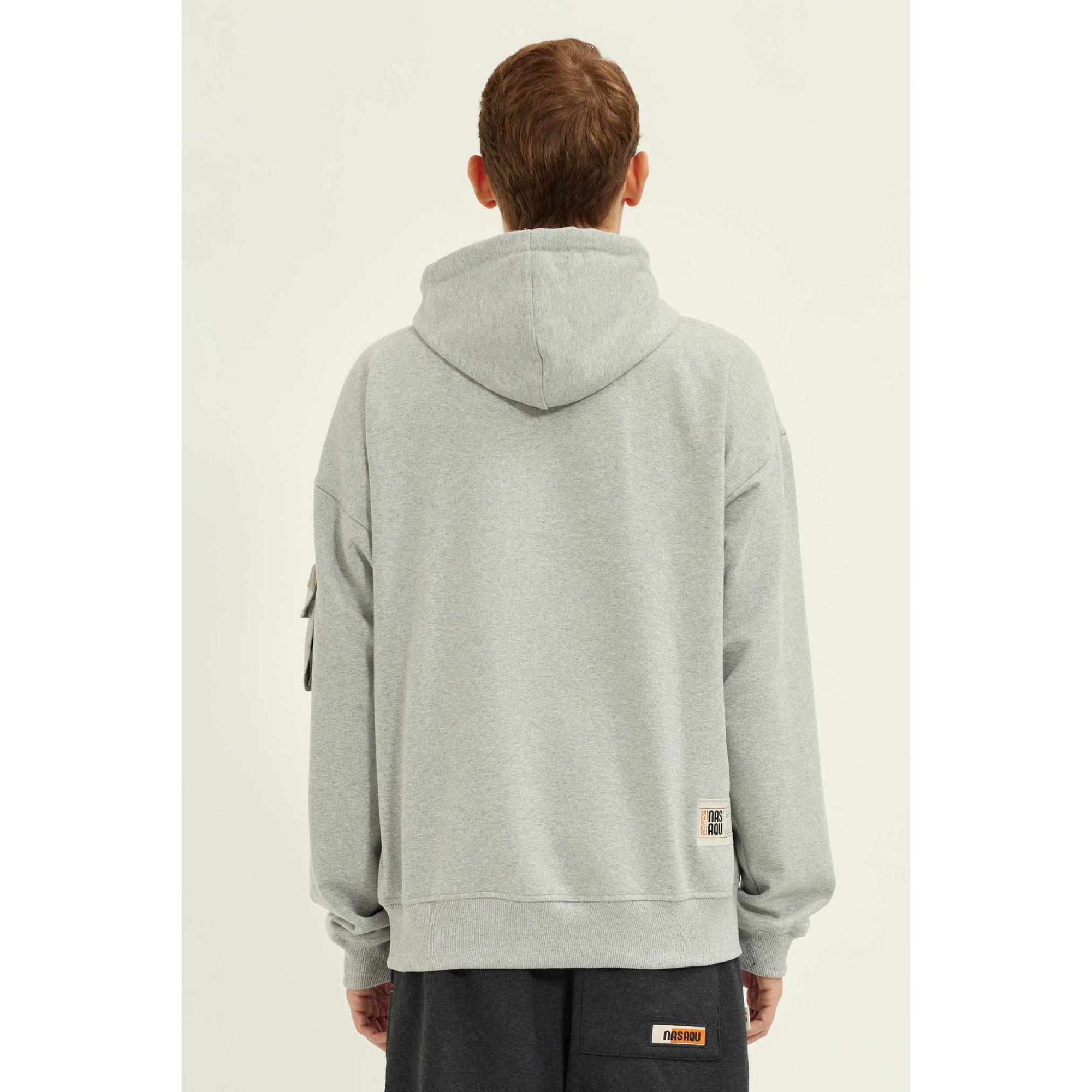 Nasaqu Erkek Bar Fermuarlı Gri Hoodie