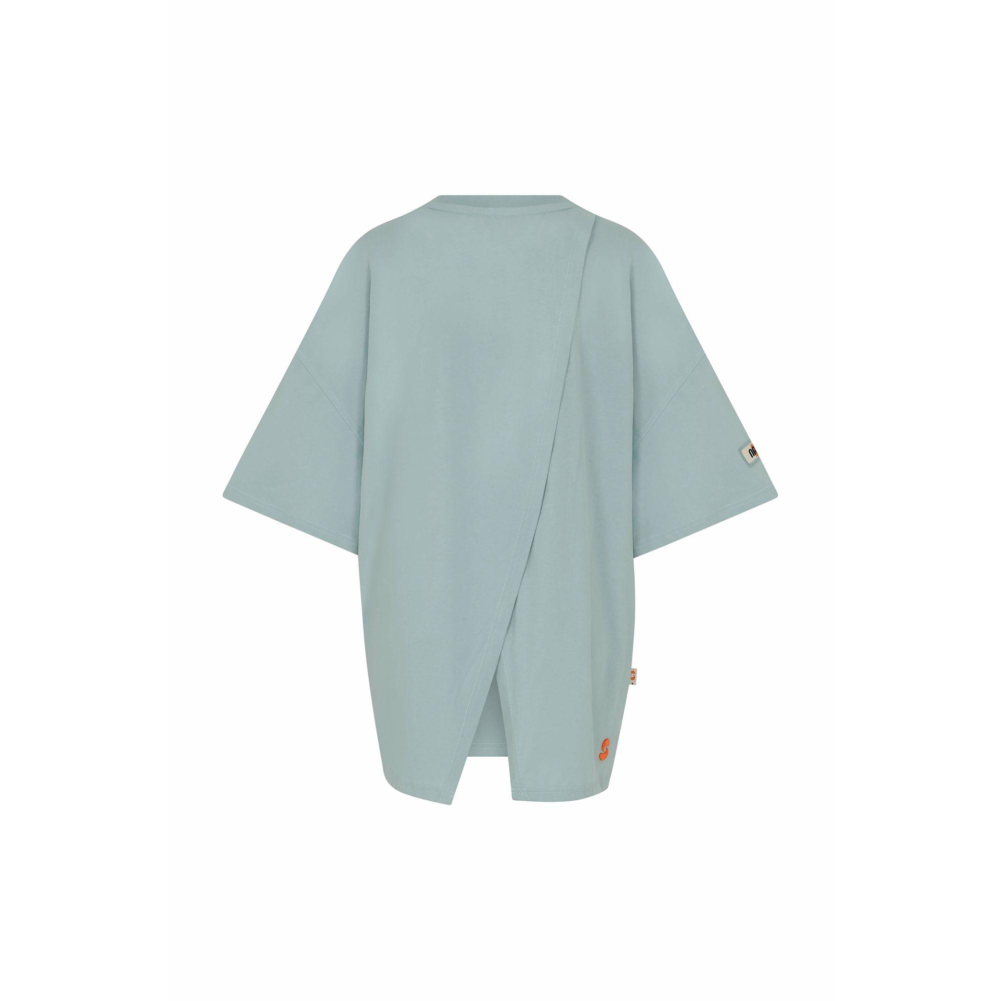 Nasaqu Kadın Zini Süper Oversize Sırtı Yırtmaçlı Aero Mint T-Shirt