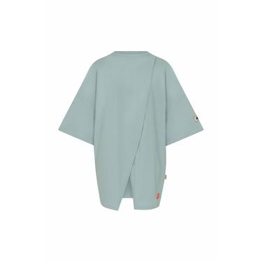  Nasaqu Kadın Zini Süper Oversize Sırtı Yırtmaçlı Aero Mint T-Shirt