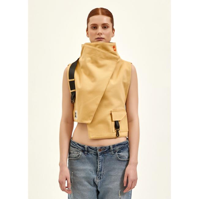  Nasaqu Unisex Ush Yüksek Yaka Bej Yelek