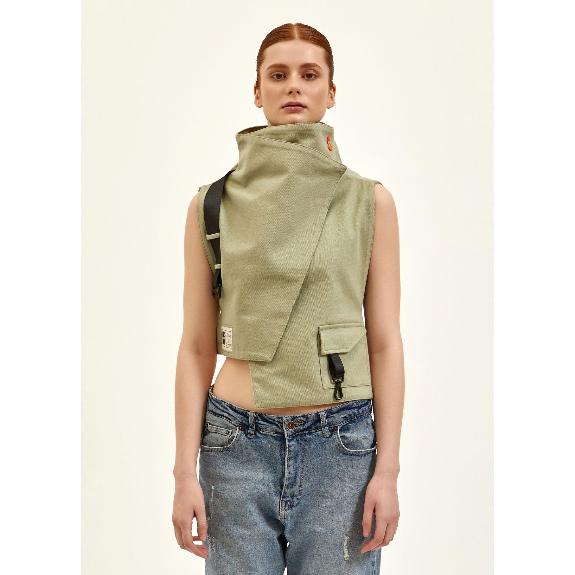 Nasaqu Unisex Ush Yüksek Yaka Haki Yelek