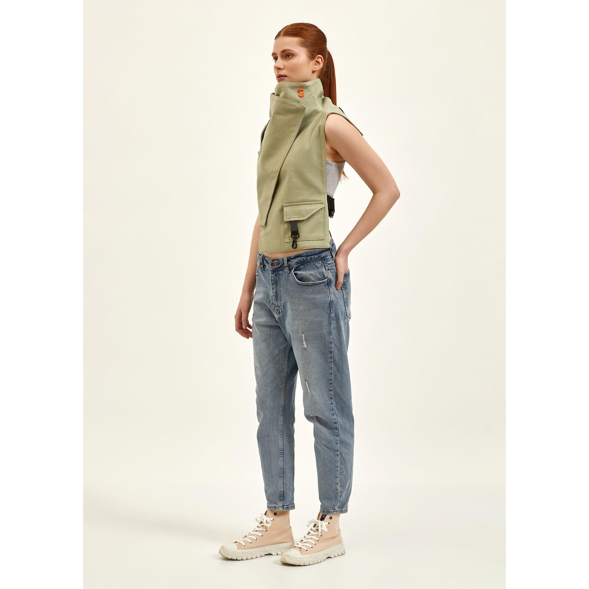 Nasaqu Unisex Ush Yüksek Yaka Haki Yelek