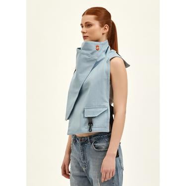  Nasaqu Unisex Ush Yüksek Yaka Açık Mavi Yelek