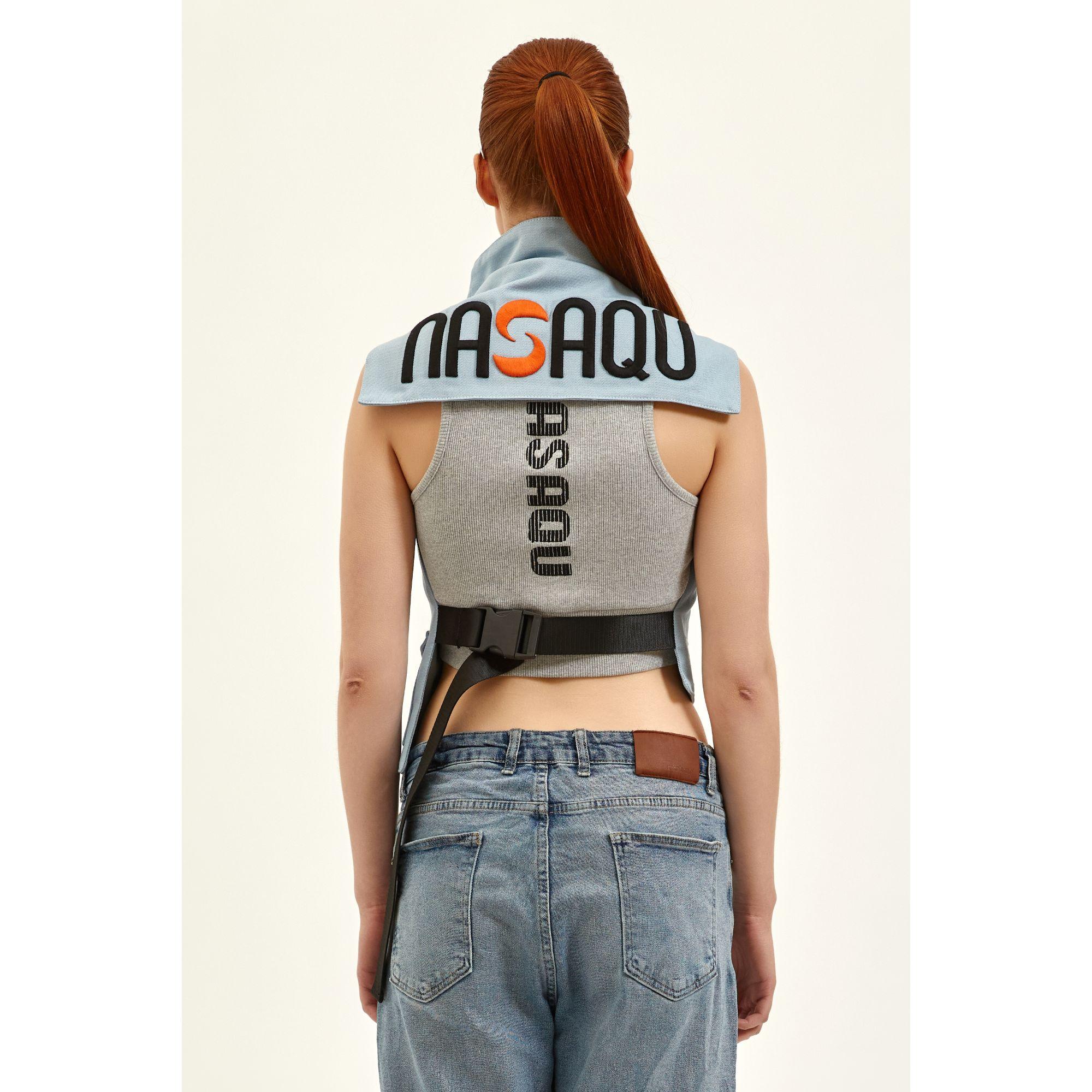 Nasaqu Unisex Ush Yüksek Yaka Açık Mavi Yelek