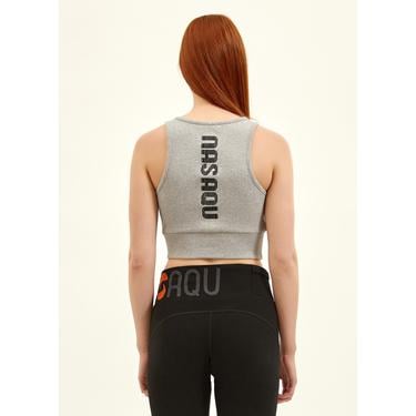  Nasaqu Kadın Açık Yaka Aktif Gri Krom Crop Top