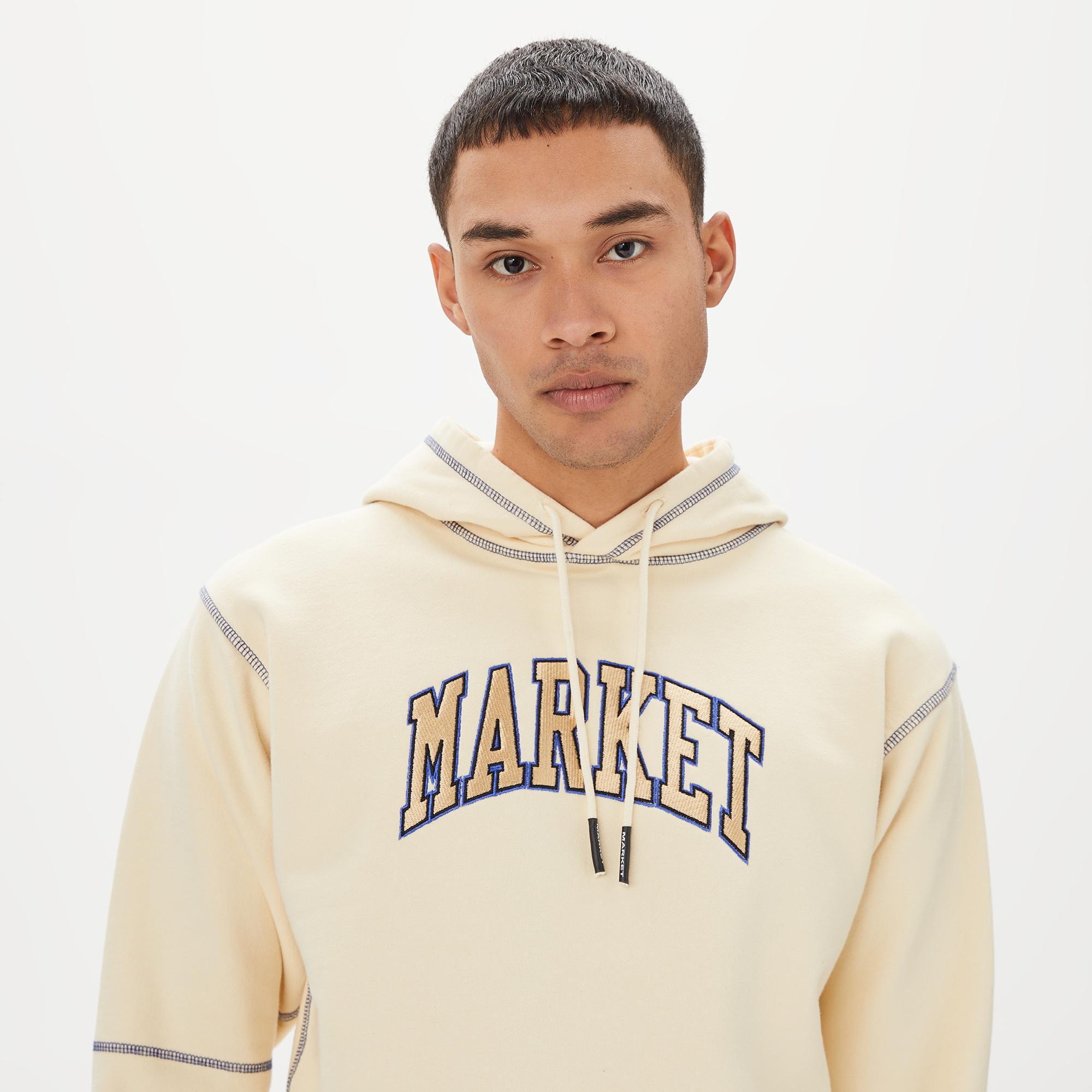 Market Triple Stitch Pullover Erkek Krem Hoodie