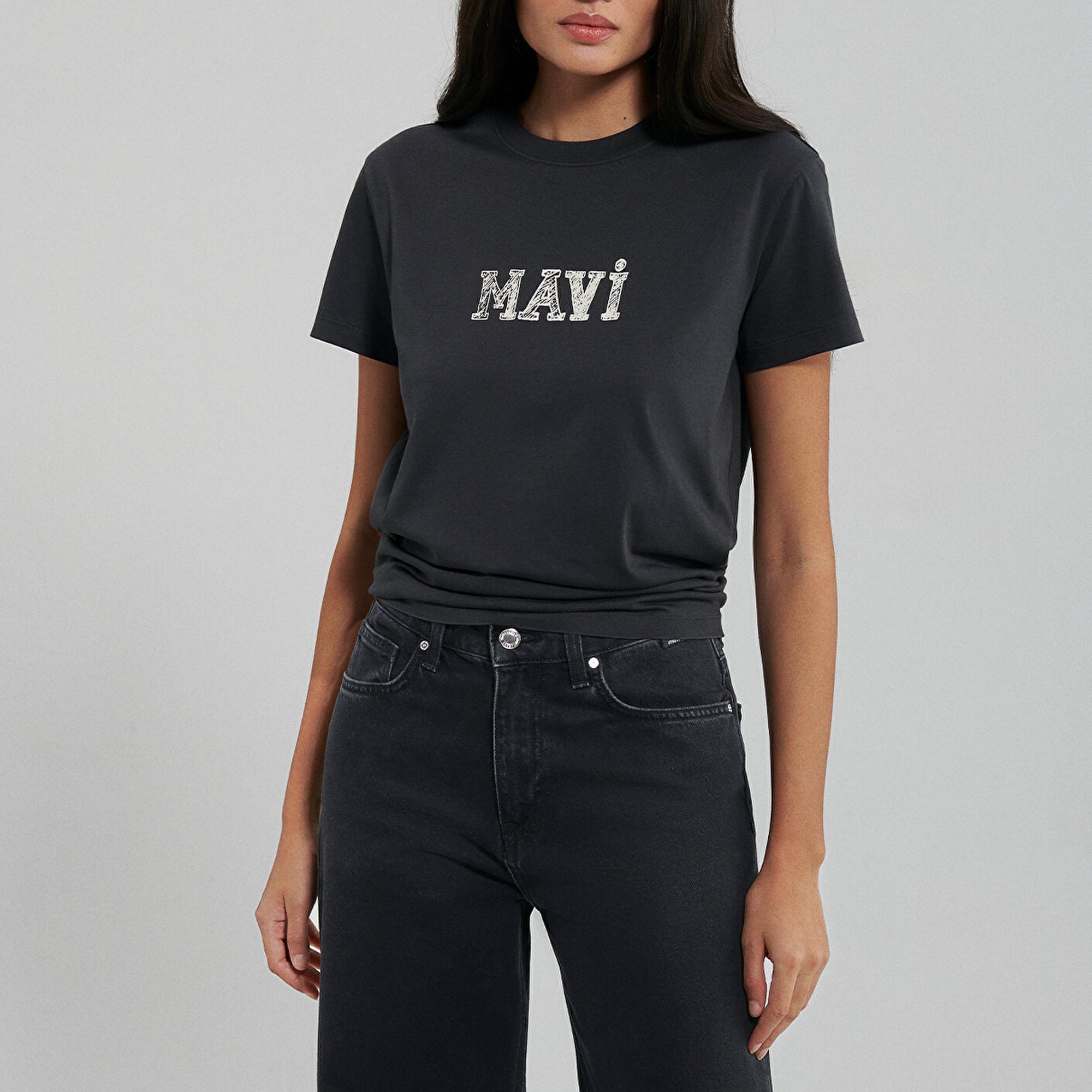 Mavi Mavi Logo Baskılı Gri Tişört Regular Fit / Normal Kesim 1612232-34853