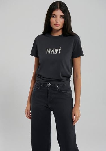  Mavi Mavi Logo Baskılı Gri Tişört Regular Fit / Normal Kesim 1612232-34853