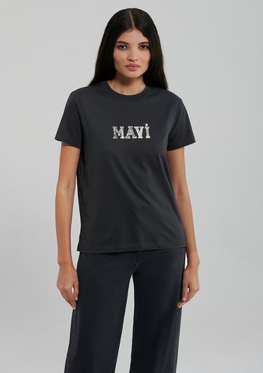  Mavi Mavi Logo Baskılı Gri Tişört Regular Fit / Normal Kesim 1612232-34853