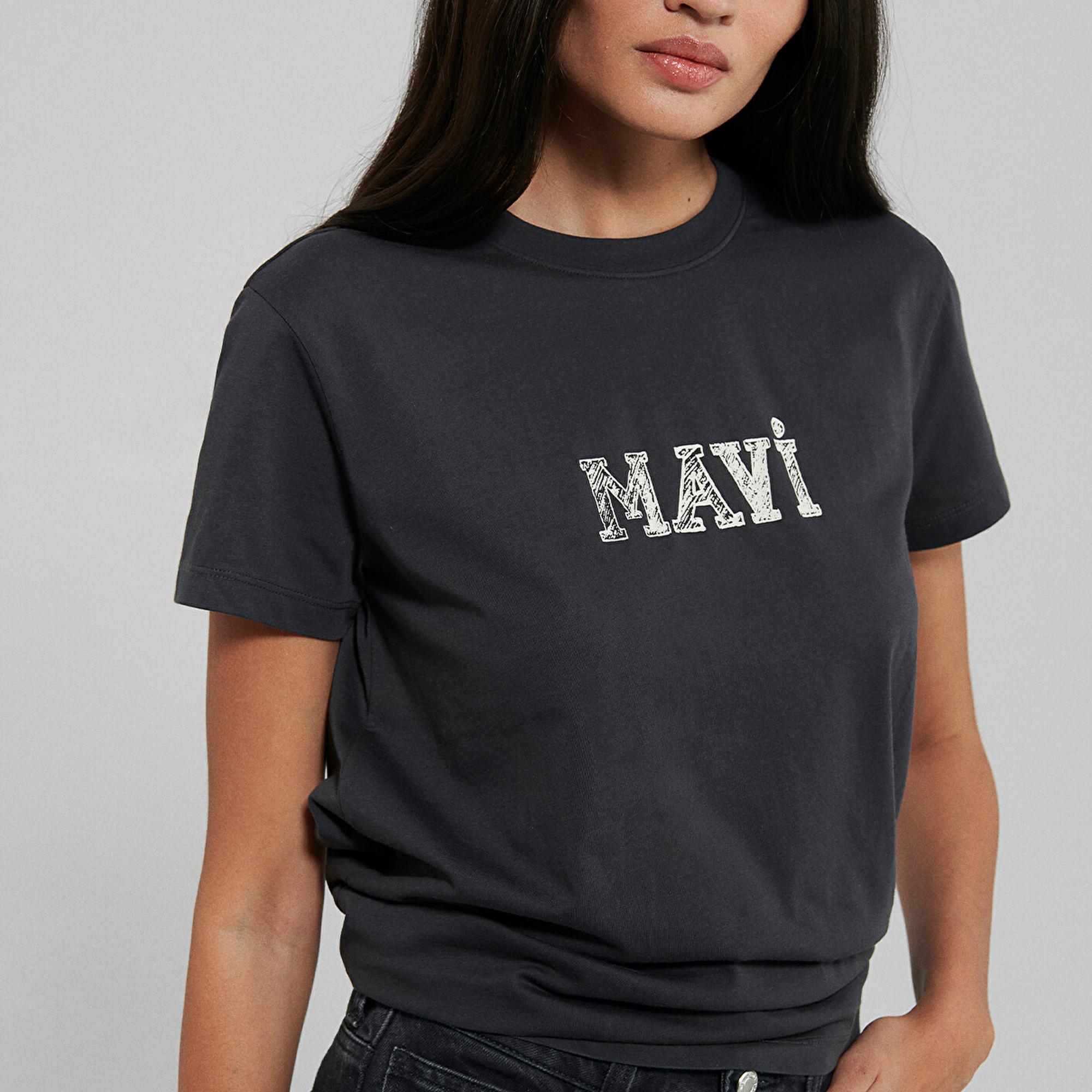 Mavi Mavi Logo Baskılı Gri Tişört Regular Fit / Normal Kesim 1612232-34853